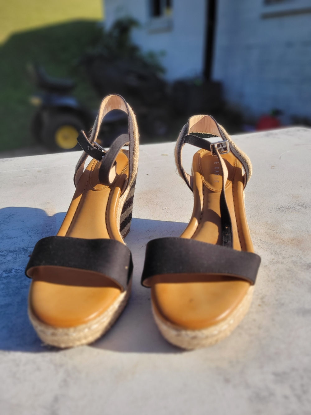 Kelly & Katie Black Jute Espadrille Wedge Sandals Size 7